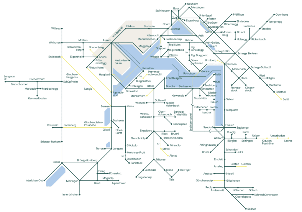 Mapa Lucerne Travel PAss