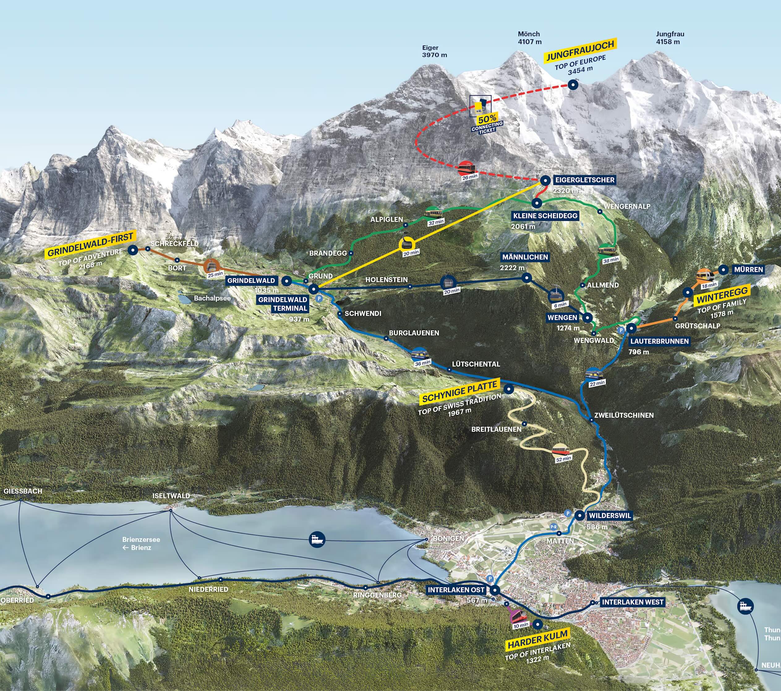 Mapa Cobertura Jungfrau Travel Pass